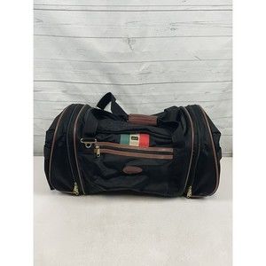 Vtg LARK Travel Duffle Bag Carry On Suitcase Luggage Soft Black Brown 20 inches